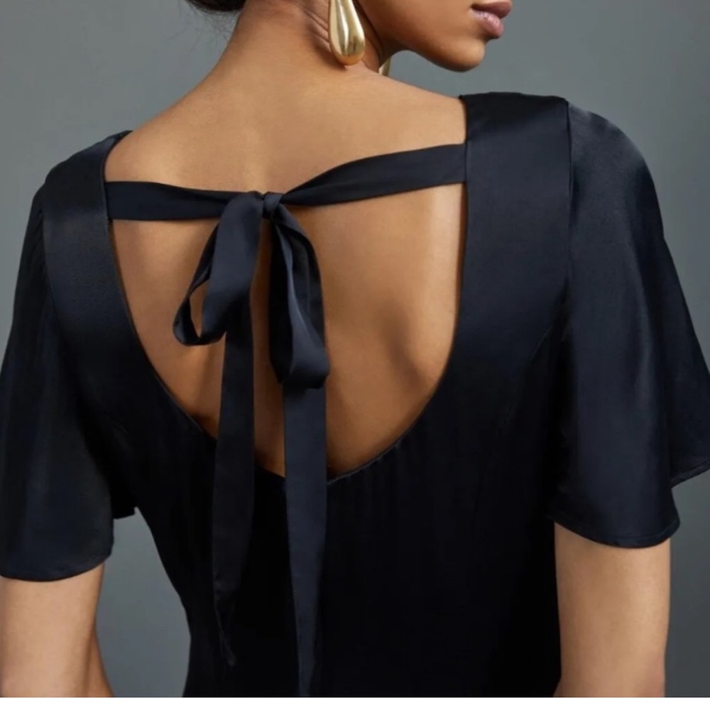 Anthropologie ruffled satin mini dress - Picture 3 of 10